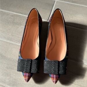 J. Crew Multicolor Plaid Bow Flats